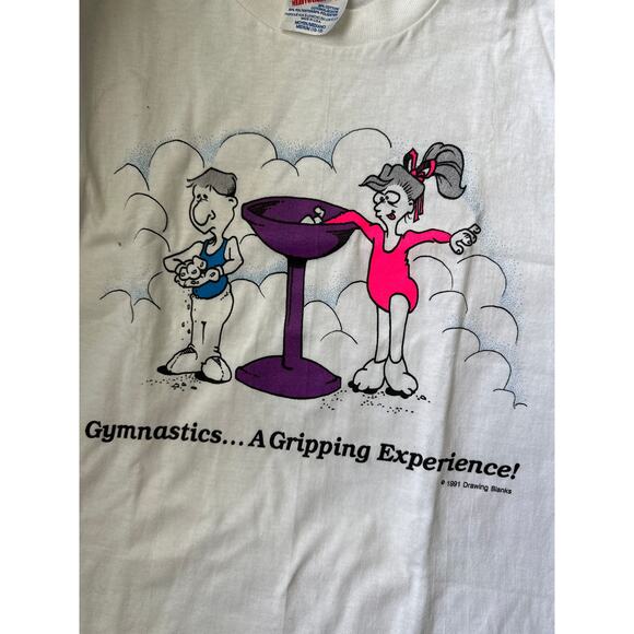 🔴Hanes Heavyweight 50/50 Vintage Gymnastics A Gripping Experience Tee - Picture 2 of 6